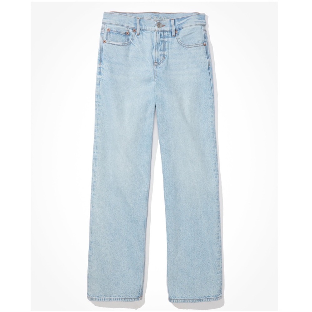 AMERICAN EAGLE 90’s Skater Jeans Wide Leg Light Wash Ripped size 10.
